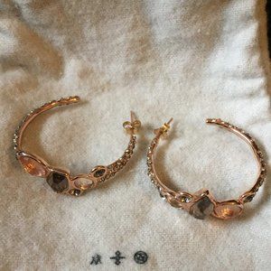 Alexis Bittar Rose Gold-tone Hoop Earrings with Pave Crystals